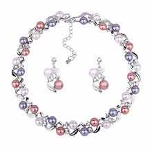 Load image into Gallery viewer, Luxury Pearl Wedding Jewelry Set Necklace Earrings Party Wear Birthday Gift for Mother Wife (White)
