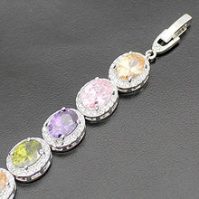 Load image into Gallery viewer, Oval Ladies Tennis Bracelet Garnet White Topaz Amethyst Citrine Peridot Pink Topza 7 inch (Multi Genstones)
