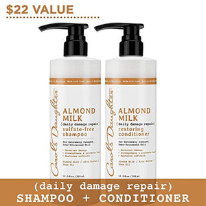Carol’s Daughter Almond Milk Daily Damage Repair Shampoo and Conditioner Set For Damaged Hair, Shampoo and Restoring Hair Conditioner with Shea and Aloe (Packaging May Vary)