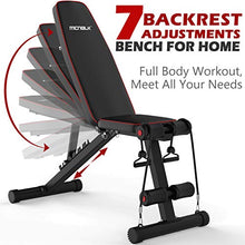 Load image into Gallery viewer, MCNBLK Adjustable Weight Bench 800lbs Capacity, Incline Decline Weight Lifting Workout Bench Home Gym, Multi-Position Utility Bench for Full Body Workout, Folding Dumbbells Bench with Elastic Ropes
