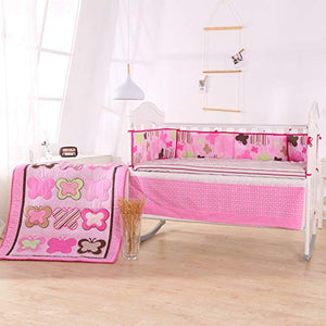 Wowelife Baby Pink Butterfly 7 Piece Baby Girl Bedding Crib Sets with Bumpers(Pink Butterfly)