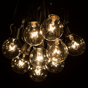 100 Foot Globe String Lights - 105 G40 Clear Bulbs (5 Extra) - Black Wire - Outdoor String Lights for Patio Cafe Bistro Deck Backyard Market Party and Wedding Lighting