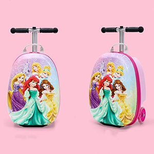 Kid' Scooter Luggage Case ?20" Ride-on Scootcase for Boys Suitcase with Collapsible Scooter ?Cartoon Children's Suitcase Baby Scooter Suitcase Trolley Case Slide Car Stand (E)
