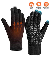 Load image into Gallery viewer, Winter Warm Touchscreen Gloves for Women Men - Triangle Anti-Slip Silicone Gel, Knit Thermal Soft Lining &amp; Elastic Cuff, Driving Motorcycle Cycling Bike Sports Texting Gloves(One-Size, Black)
