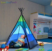 Load image into Gallery viewer, LimitlessFunN Teepee Kids Play Tent Bonus Star Lights &amp; Carrying Case for Girls &amp; Boys, Indoor &amp; Outdoor Use (Blue)
