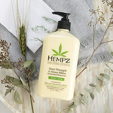 Load image into Gallery viewer, Hempz Sweet Pineapple &amp; Honey Melon Moisturizing Skin Lotion, Natural Hemp Seed Herbal Body Moisturizer with Jojoba, Natural Extracts, Vitamin A and E, 17 oz, 2 Pack Bundle
