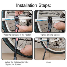 Load image into Gallery viewer, Adjustable Bicycle Kickstand, Aluminum Alloy Bicycle Side Kickstand with 2 Hexagon Wrenches, Fits for 24" 25" 26" 27" Mountain Bike/700c Road Bike/BMX/MTB
