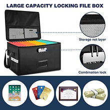 Load image into Gallery viewer, File Organizer with Lock, TREONYIA 16"(L)*13"(W)*10.3"(H) Large Fireproof Document Bag Portable Important Document Organizer for Office, Home or Travel, for Files/Letter/Legal Folder/Laptop-Black

