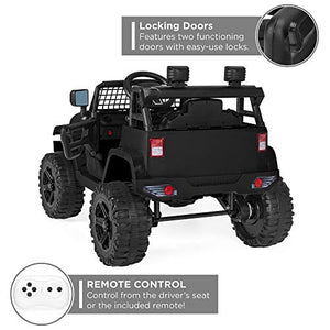 Best Choice Products 12V Kids Ride On Truck Car w/Parent Remote Control, Spring Suspension, LED Lights, AUX Port - Black