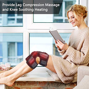 QUINEAR Knee Massager with Heat, Air Compression Leg Knee Brace Wrap for Arthritis Pain Relief Eletric Heating for Joint Pain, Cramps and Circulation 3 Modes & 3 Intensities