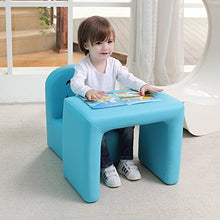 Load image into Gallery viewer, Emall Life Multifunctional 2in1 Children's Armchair Kids Wooden Frame Chair and Table Set CPSC Certified Boy’s and Girl’s Armrest Chair Easy to Clean (Blue)
