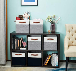 DECOMOMO Foldable Storage Bin [4-Pack] Collapsible Sturdy Cationic Fabric Storage Basket Cube W/Handles for Organizing Shelf Nursery (Black & White, 12 x 12 x 12 x 12)
