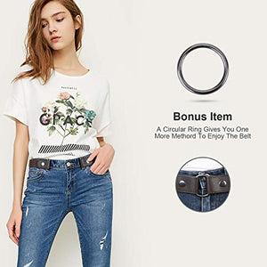 4 Pieces No Buckle Stretch Women Belt for Jeans Pants, WHIPPY Buckle Free Comfortable Invisible Elastic Belts (Black Khaki Blue Brown, Fit Pants Size 22-36 Inches)