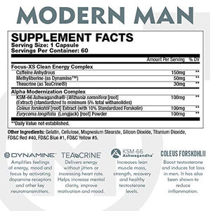 Modern Man V3 - Testosterone Booster + Thermogenic Fat Burner for Men, Boost Focus, Energy & Alpha Drive - Anabolic Weight Loss Supplement & Lean Muscle Builder | Lose Belly Fat - 60 Pills