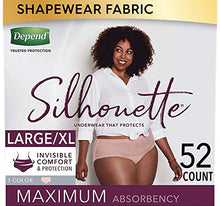 Load image into Gallery viewer, Depend Silhouette Incontinence Underwear for Women, Maximum Absorbency, Disposable, Large/Extra-Large, Pink, 52 Count (Packaging May Vary)
