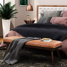 Load image into Gallery viewer, POLY &amp; BARK Luca Leather Bench, Cognac Tan
