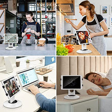 Load image into Gallery viewer, AboveTEK Retail Kiosk iPad Stand, 360° Rotating Commercial Tablet Stand, 6.6"-13.5" iPad Mini Pro-Business Tablet Holder, Swivel Design for Store POS Office Showcase Reception Kitchen Desktop (White)
