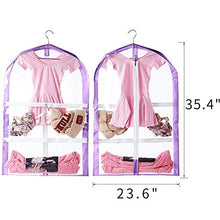 Load image into Gallery viewer, Clear Kid's Garment Bags,3 Packs Garment Bag for Dance Costumes with Pockets,Foldable Garment Bags for Hanging Clothes Travel Storage,Dance Bag with Garment Rack.35 Garment Cover
