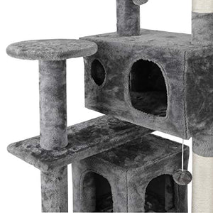 Nova Microdermabrasion 53 Inches Multi-Level Cat Tree Stand House Furniture Kittens Activity Tower with Scratching Posts Kitty Pet Play House (Grey)