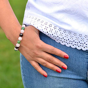 Triple Stone Ultimate Love Bracelet – Unconditional Love – Romance and Love Bracelet – Rose Quartz – Red Garnet – Green Aventurine – Natural Semi-Precious Gemstone Beaded Stretch Bracelet (10mm)