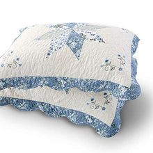 Load image into Gallery viewer, Kasentex Luxurious Quilted Embroidery Patchwork Sham Pre-Washed 100% Machine Washable(Blue, 26x20in, 2 Pieces)
