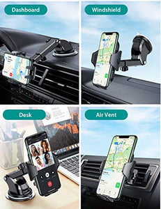 VICSEED Universal Cell Phone Holder for Car [Solid & Durable] Car Phone Holder Mount for Dashboard Windshield Air Vent Long Arm Strong Suction Cell Phone Car Mount Thick Case Heavy Phones Friendly