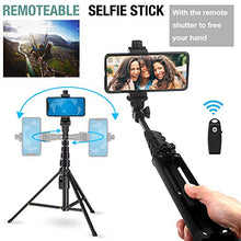 Load image into Gallery viewer, Phone Tripod Stand Selfie Stick 54 Inch Portable Aluminum Alloy with Wireless Remote Shutter for iPhone 12 11 pro Xs Max Xr X 8 7 6 Plus, Android Samsung Galaxy Smartphone Tripod Vlog/Live Stream
