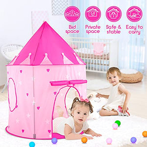 PigPigPen 3pc Kids Play Tent for Girls with Ball Pit, Crawl Tunnel, Princess Tents for Toddlers, Baby Space World Playhouse Toys, Boys Indoor& Outdoor Play House, Perfect Kid’s Gifts