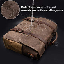 Load image into Gallery viewer, Mens Messenger Bag 15.6 Inch Waterproof Vintage Genuine Leather Waxed Canvas Briefcase Large Satchel Shoulder Bag Rugged Leather Computer Laptop Bag, Brown
