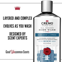 Load image into Gallery viewer, Cremo Rich-Lathering Blue Cedar &amp; Cypress Body Wash, A Woodsy Scent with Notes of Lemon Peel, Cypress and Cedar, 16 Fl Oz (2-Pack)
