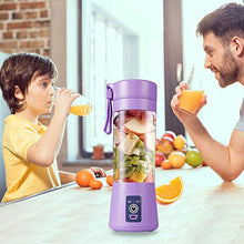 Load image into Gallery viewer, Portable Blender Cup,Electric USB Juicer Blender,Mini Blender Portable Blender For Shakes and Smoothies, juice,380ml, Six Blades Great for Mixing,light purple
