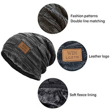 Load image into Gallery viewer, LCZTN Mens Winter Beanie Hat Scarf Set Warm Fleece Lined Knit Ski Hats Slouchy Skull Cap for Unisex Gift (Black)
