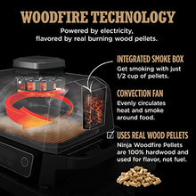 Load image into Gallery viewer, Ninja OG751 Woodfire Pro Outdoor Grill &amp; Smoker with Built-In Thermometer, 7-in-1 Master Grill, BBQ Smoker, Air Fryer, Bake, Roast, Dehydrate, Broil, Ninja Woodfire Pellets, Portable, Electric, Grey

