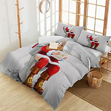 Load image into Gallery viewer, FarmBed 3-Piece Bedding Sets Funny Santa Claus Sitting on Toilet Luxury Soft Duvet Cover Twin, Microfiber Bet Comforter Protector with Pillow Shams for Women Men Teen Girl Boy Watercolor Red Clothe
