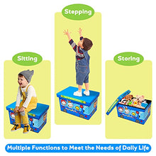 Load image into Gallery viewer, Folding Storage Ottoman Stool Foldable Storage Box Soft Cartoon Toy Large Capacity Bench for Kids Clothes and Books Container with Removable Pu Leather Lid | 402525cm (Blue)
