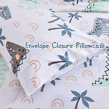 Load image into Gallery viewer, JSD Dinosaur Kids Printed Sheet Set Full Size, 4 Piece Brushed Microfiber Bed Sheets for Boys, 15&quot; Deep Pocket White
