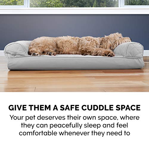 Load image into Gallery viewer, Furhaven Pet Bed for Dogs and Cats - Quilted Sofa-Style Egg Crate Orthopedic Dog Bed, Removable Machine Washable Cover - Silver Gray, Jumbo (X-Large)