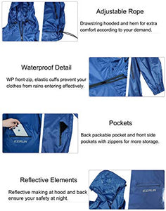 Men's Waterproof Hooded Rain Jacket Windbreaker Lightweight Packable Raincoat(Navy,XL)