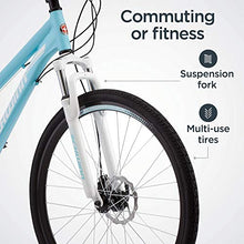 Load image into Gallery viewer, Schwinn GTX 2.0 Comfort Adult Hybrid Bike, Dual Sport Bicycle, 16-Inch Aluminum Frame, Light Blue
