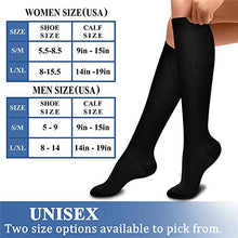 Load image into Gallery viewer, CHARMKING Compression Socks for Women &amp; Men Circulation (3 Pairs) 15-20 mmHg is Best Athletic for Running, Flight Travel, Crossfit, Cycling, Pregnant - Boost Performance, Durability (S/M, Black)
