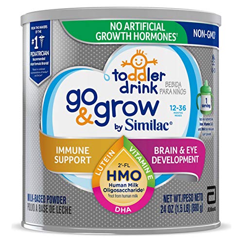 Go & Grow by Similac Toddler Drink with 2’-FL HMO for Immune Support, with 25 Key Nutrients to Help Balance Toddler Nutrition, Non-GMO Milk-Based Powder, 24-Oz Can