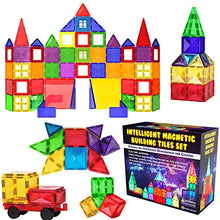 Load image into Gallery viewer, Desire Deluxe Magnetic Tiles Blocks Building Set for Kids – Learning Educational Toys for Boys Girls for Age 3 - 8 Year-Old – Birthday Present Gift (57PC)
