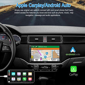 Hieha Car Stereo Compatible with Apple Carplay and Android Auto, 7 Inch Double Din Car Stereo with Bluetooth, Touch Screen Car Radios MP5 Player with A/V Input, Backup Camera, Mirror Link, SWC