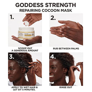 Soft-Sheen Carson Carol's Daughter Goddess Strength Repairing Cocoon Hydrating Hair Mask for Dry Damaged & Curly Hair, Restores Moisture, Made with Castor Oil, 12 Oz, White