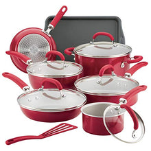 Load image into Gallery viewer, Rachael Ray Create Delicious Nonstick Cookware Pots and Pans Set, 13 Piece, Red Shimmer

