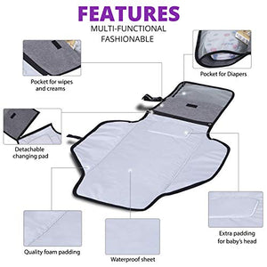 Portable Baby Changing Pad for Changing Diaper, Waterproof and Lightweight Easy to Carry and Travel, Portable Changing Station with Built in Pillow and Changing Mats.