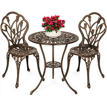 Load image into Gallery viewer, Best Choice Products 3-Piece Outdoor Rust-Resistant Cast Aluminum Patio Bistro Set w/Tulip Design, Copper
