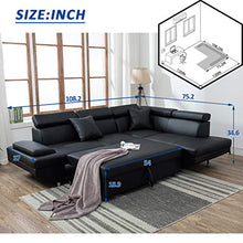 Load image into Gallery viewer, FDW Sofa Sectional Sofa Bed futon Sofa Bed Sofa for Living Room Couches and Sofas Sleeper Sofa PU Leather Sofa Set Corner Modern Queen 2 Piece Contemporary Upholstered，Black
