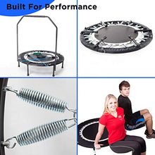 Load image into Gallery viewer, MaXimus PRO Folding Rebounder USA | Voted #1 Indoor Exercise Mini Trampoline For Adults With Bar | Best Home Gym for Fitness &amp; Lose Weight| FREE Storage Bag, Resistance Bands, ONLINE &amp; DVD Workouts | Already Assembled
