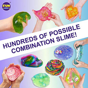 DIY Jumbo Slime Kit for Girls Boys Kids, Funkidz Ultimate Fluffy Cloud Clear Butter Glitter Glow in Dark Slime Making Kits Includes 33 Ready Slime Clay Unicorn Charms Supplies Stress Relief Toy